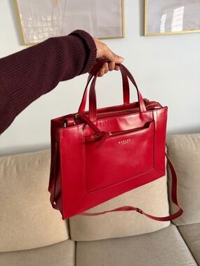 Red Leather Top-Handle/Crossbody Bag